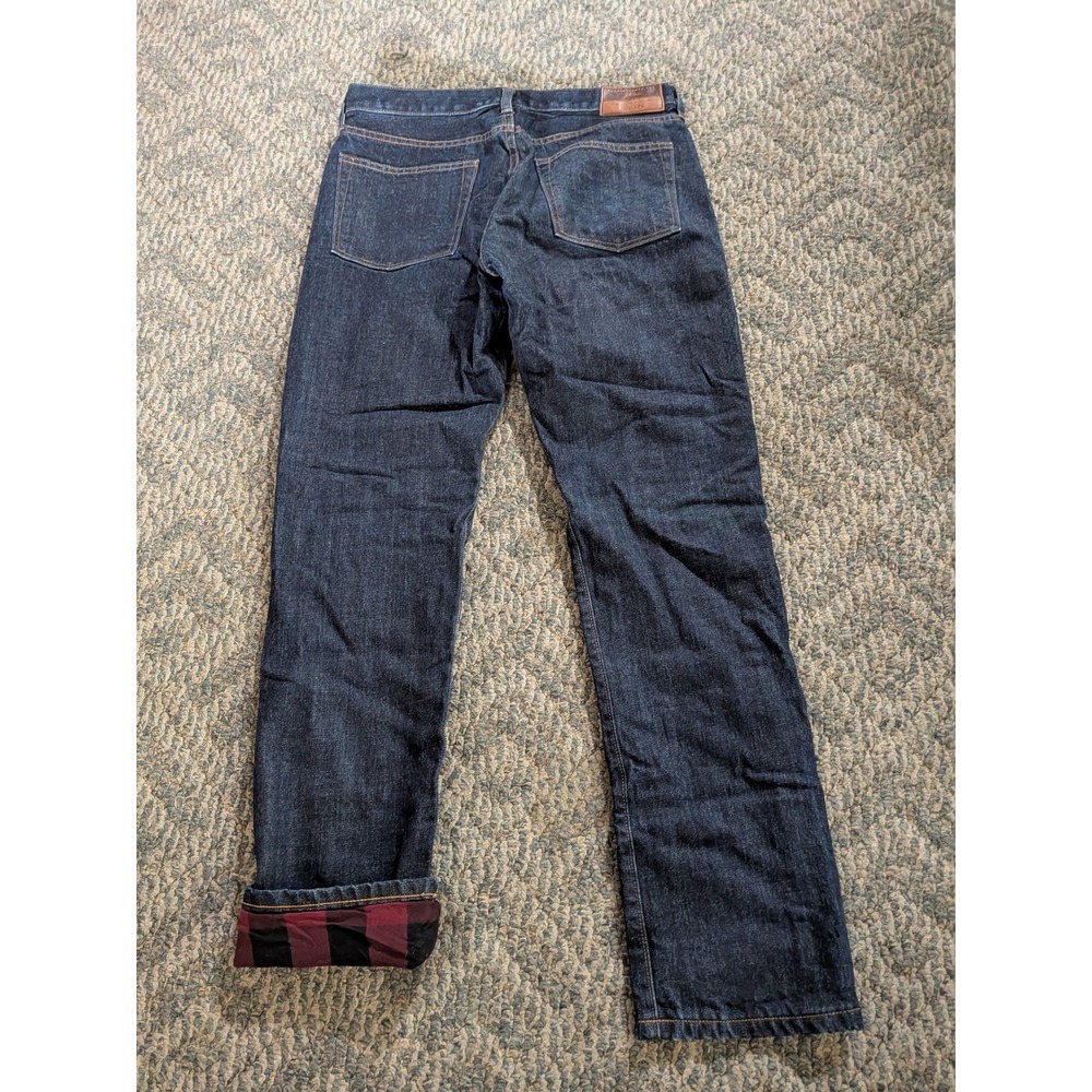 J.Crew 770 Straight Flannel Lined Japanese Kaihara Denim Jeans 31x32 Dark Wash - Picture 5 of 8